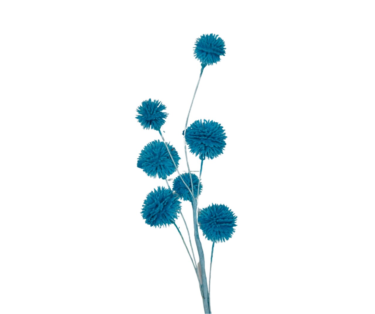 19H" Flocked Pom Pom Sprays - Playful Artificial Decor in Your Choice of Colors